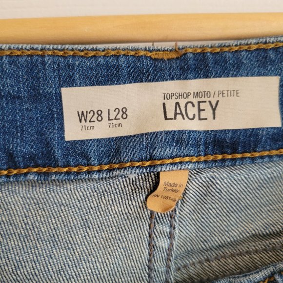 TopShop Petite Distressed Ripped Lacey Skinny Jeans - Picture 3 of 3